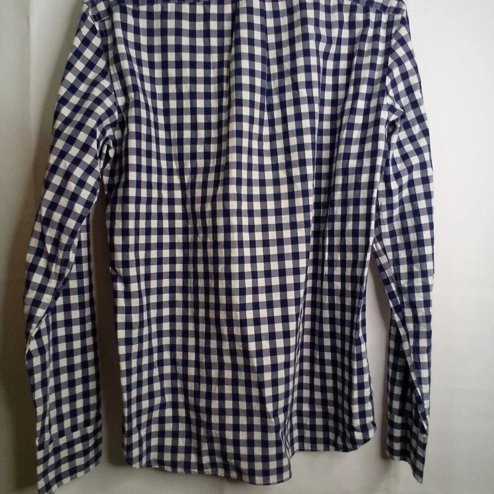 J Crew Shirt Men M Slim Button Down Long Sleeve Check Pattern Blue White